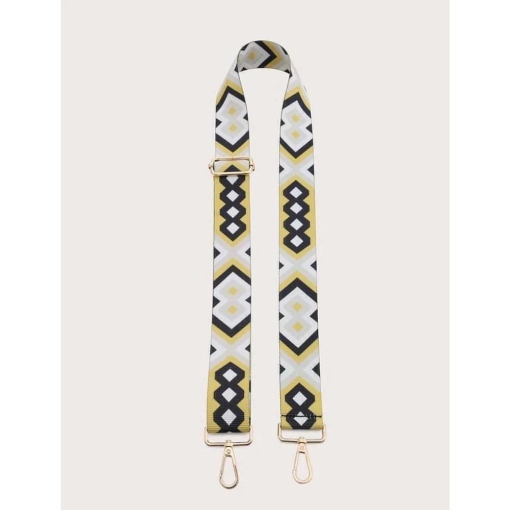 Geometric Pattern Adjustable Shoulder Strap In Yellow - Picture 2 of 10